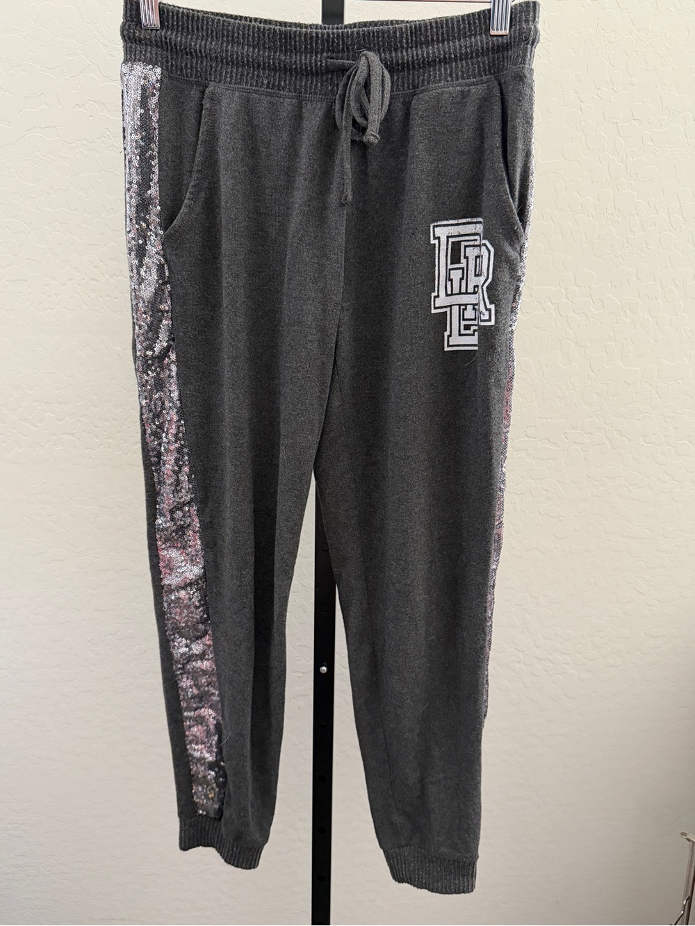 Disneyland Resort Dark Gray Joggers Sequin Stripe A963